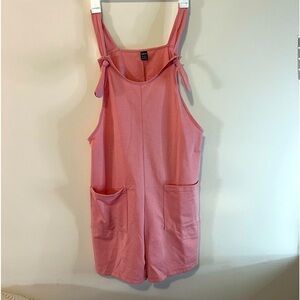 Shein Knot Pullon Pocket Overall-Romper Size M Pink Brand New